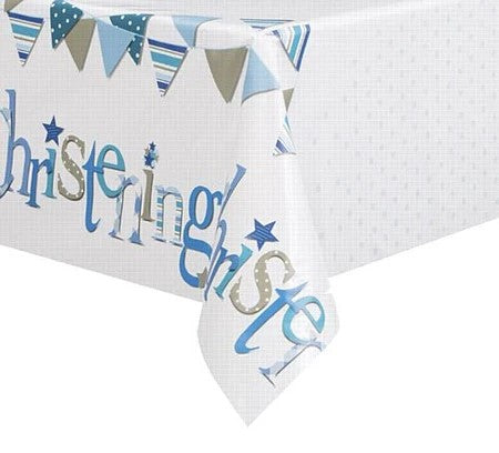 Christening Blue Printed Tablecover 137cm x 213cm (54" x 84")