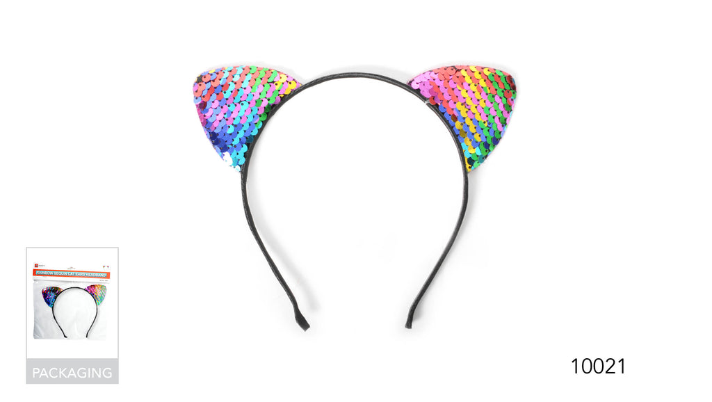 Sequin Rainbow Cats Ears Headband