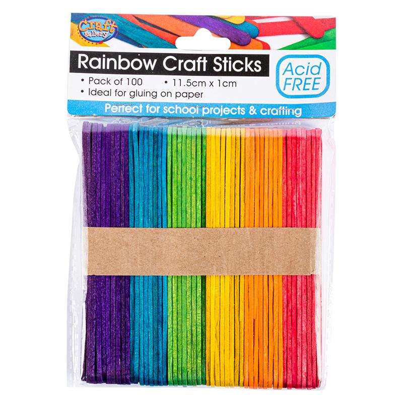 Craft Sticks Coloured 11.5cm x 1cm 100pk