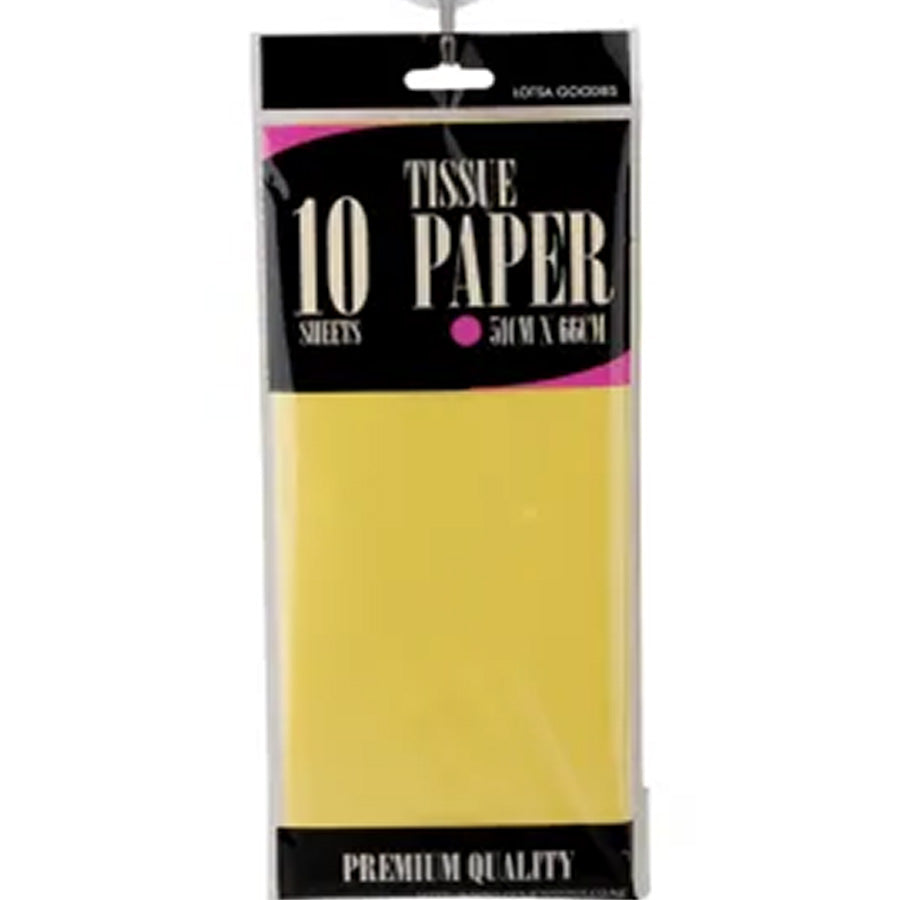 10PCE TISSUE PAPER 50X70CM YELLOW