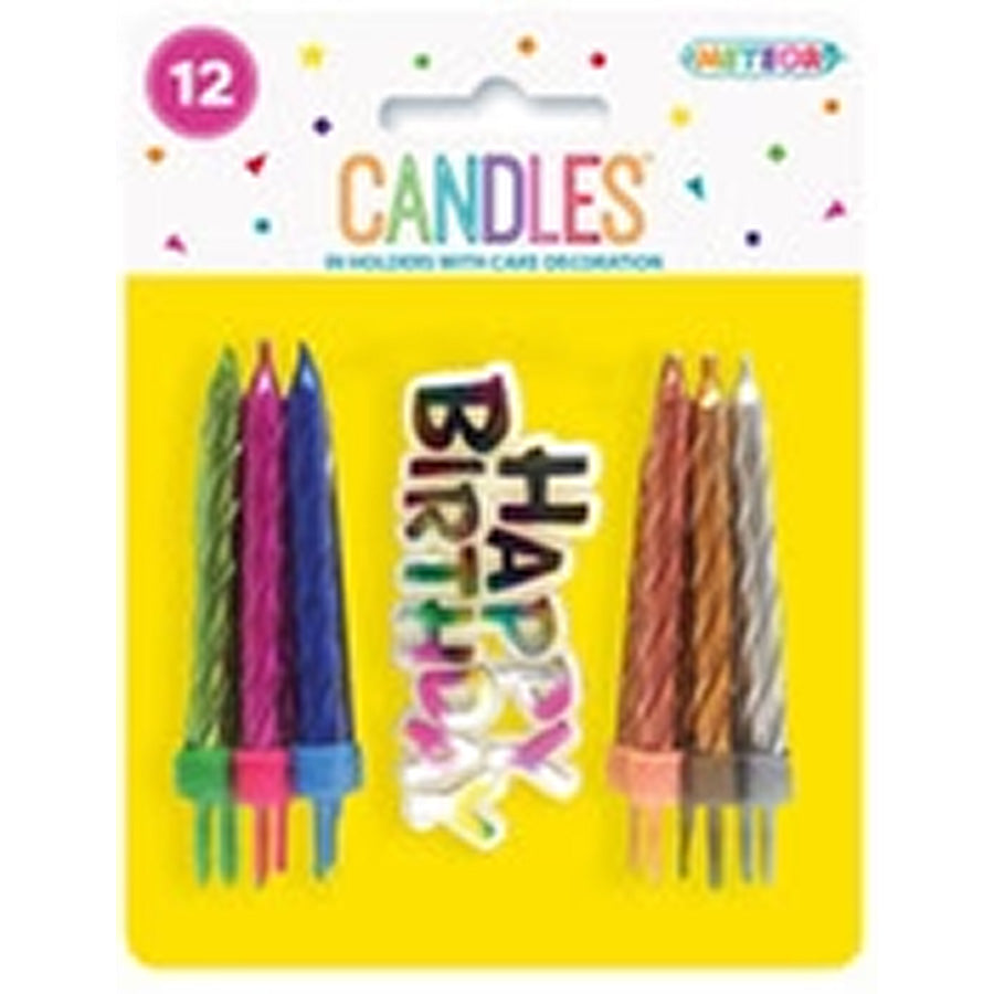 12 CANDLES W/CAKE DECO - MULTI