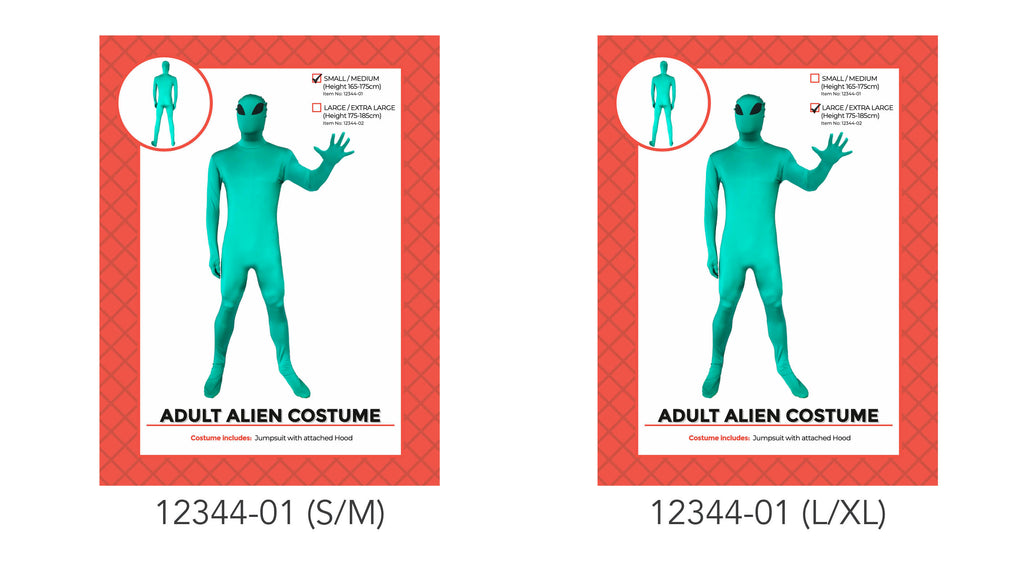 Adult Alien Jumpsuit Costume OneSize