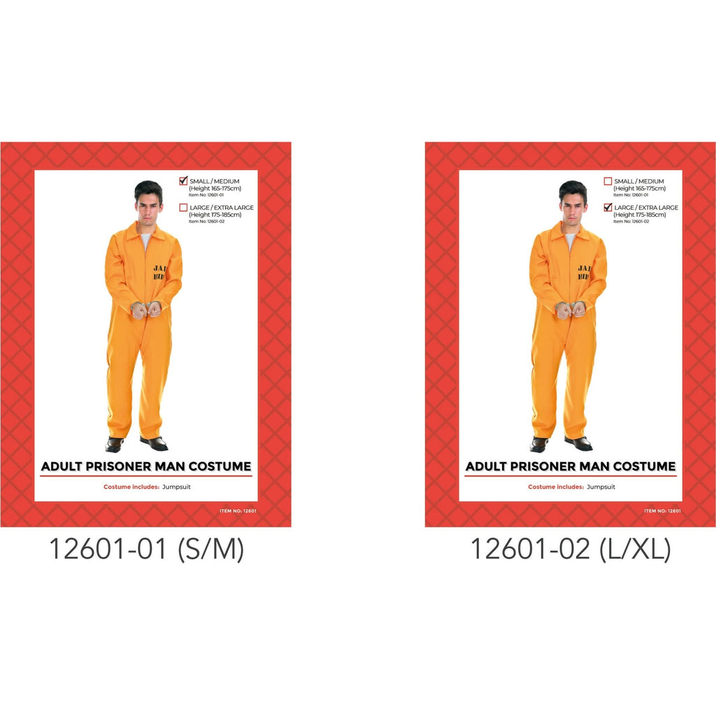 Adult Prisoner Costume (Orange) (S/M)