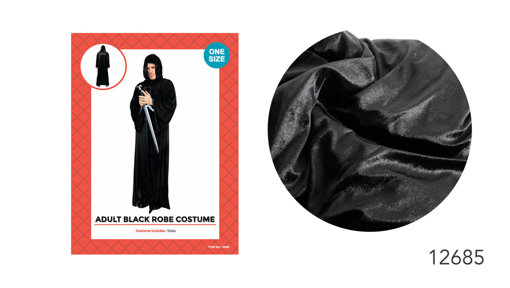 Adult Black Robe Costume Valvet Fabric
