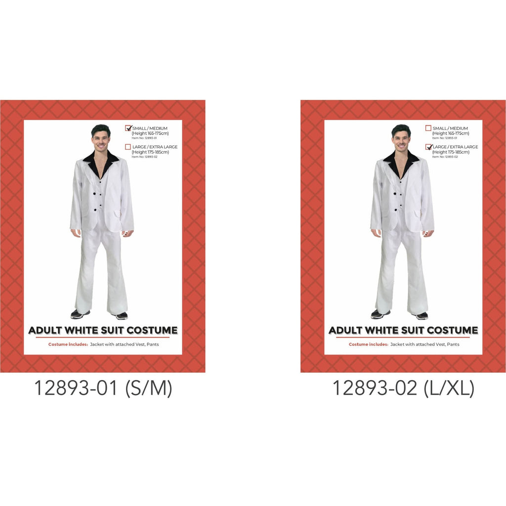 Adult 70s disco white suit costume (L/XL)