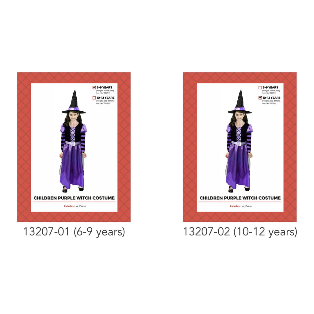 Children Purple Witch Costume 10-12