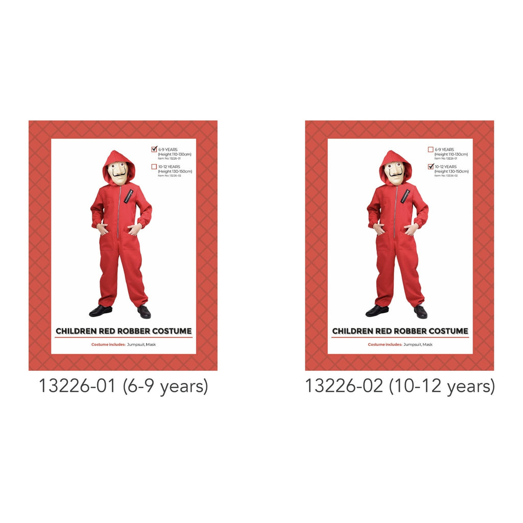 Children Red Robber Costume 10-12 years