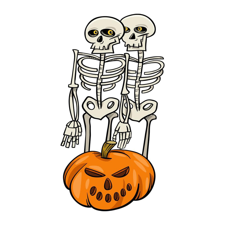 13" ANIMATED PUMPKIN W/SKELETON ON TOP, 18X28X34 CM
