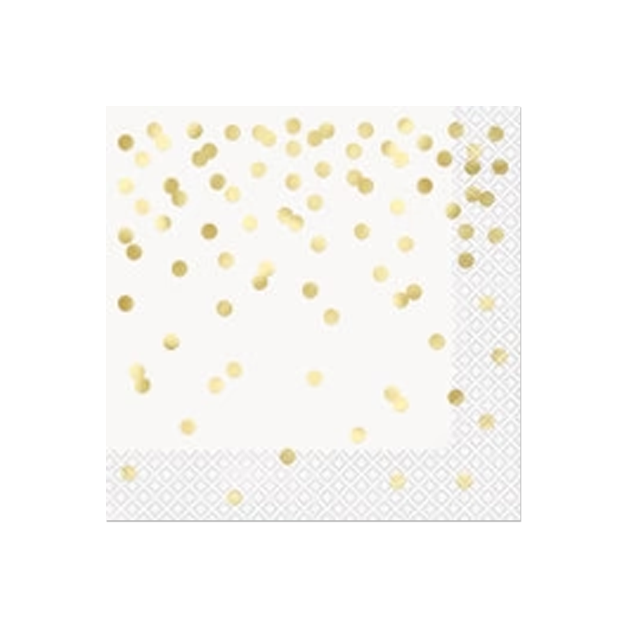 16 GOLD CONFETTI LUNCH NAPKINS FOIL
