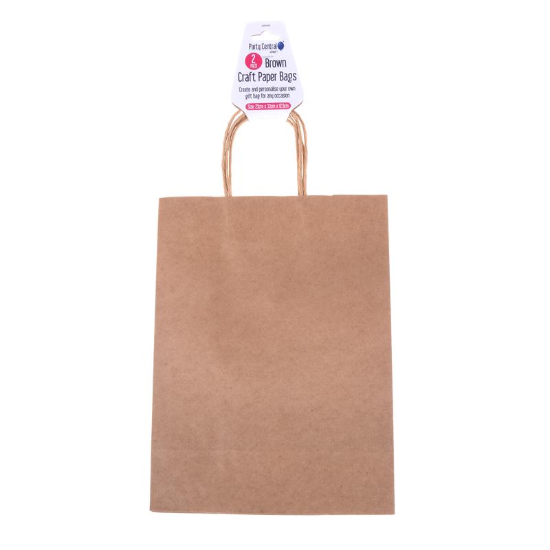 Craft Paper Bags Brown 25cm x 33cm x 12.5cm 2pk