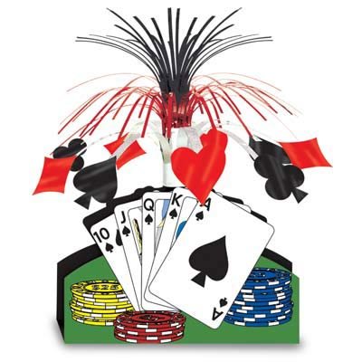 Casino Playing Cards &amp; Poker Chips Cascade Centrepiece
