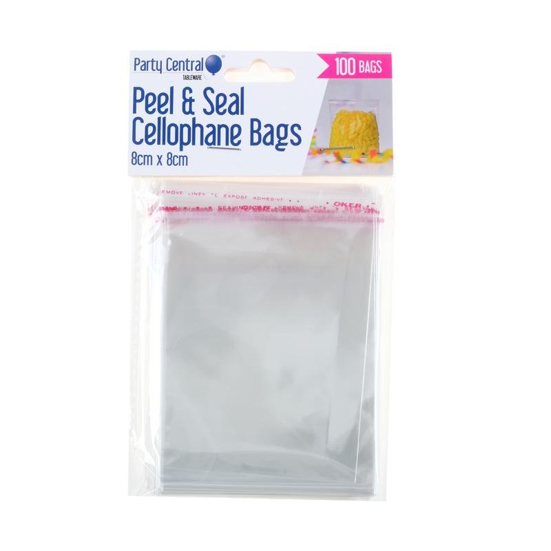 Premium Peel &amp; Seal Cellophane Bags - 8cm x 8cm 100pk