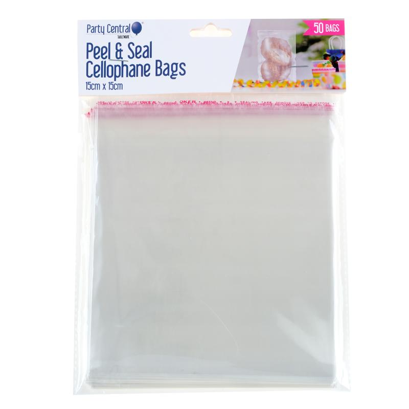 Premium Peel &amp; Seal Cellophane Bags - 15cm x 15cm 50pk