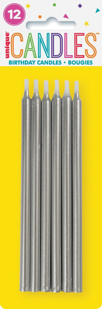 12 SILVER CANDLES - 5"