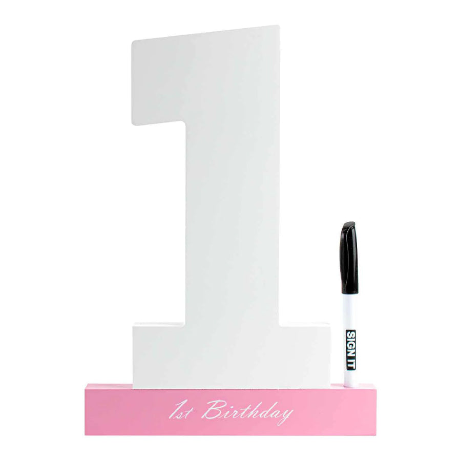 1st BIRTHDAY PINK SIGN BLOCK