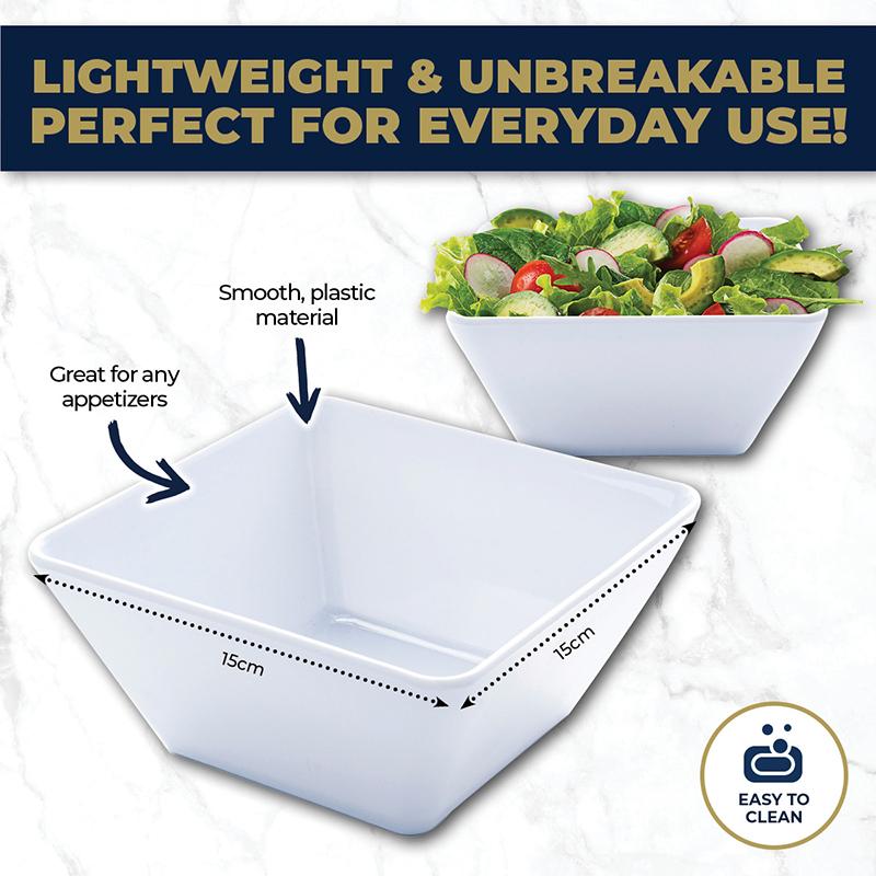 Melamine Square Bowl 15cm x 7cm - White