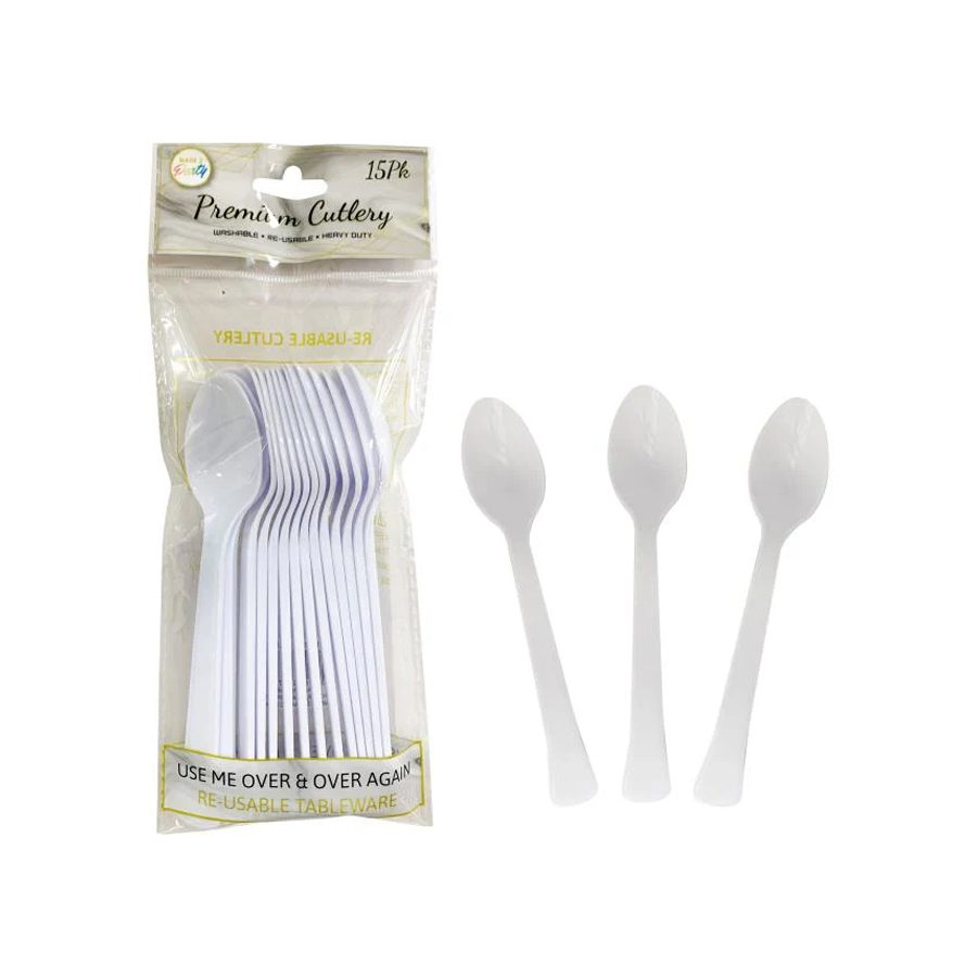 20PK Premium Re-Usable Plastic Party Spoon