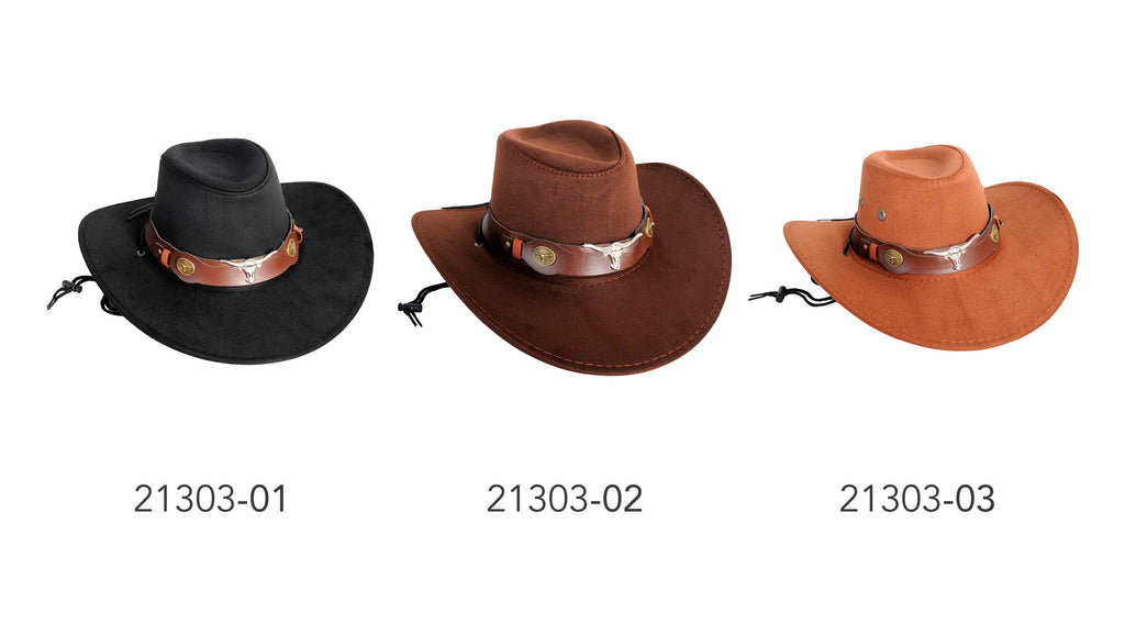 Deluxe Cowboy Hat with Bull Band (Black)