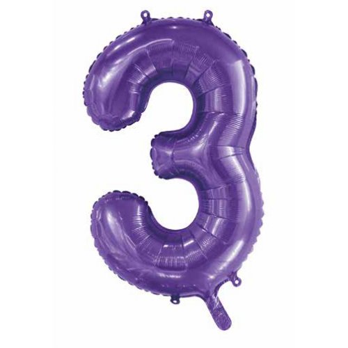Purple 3 Foil Balloon 86cm