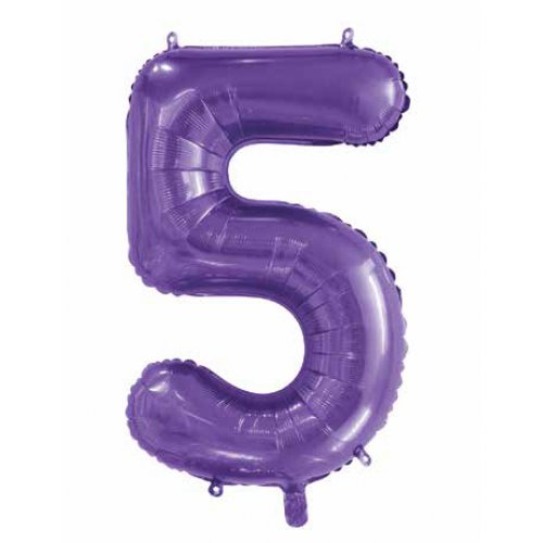 Purple 5 Foil Balloon 86cm