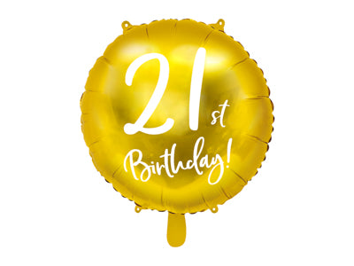 Cursive 21st Birthday Foil Round Balloon 18"