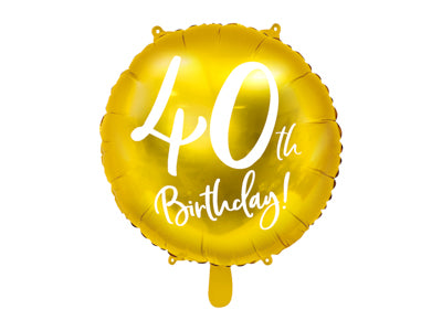 Cursive 40th Birthday Foil Round Balloon 18