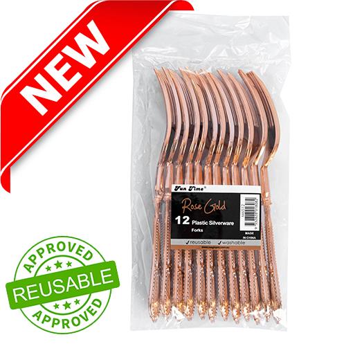 Resuable Rose Gold Fork pk 12