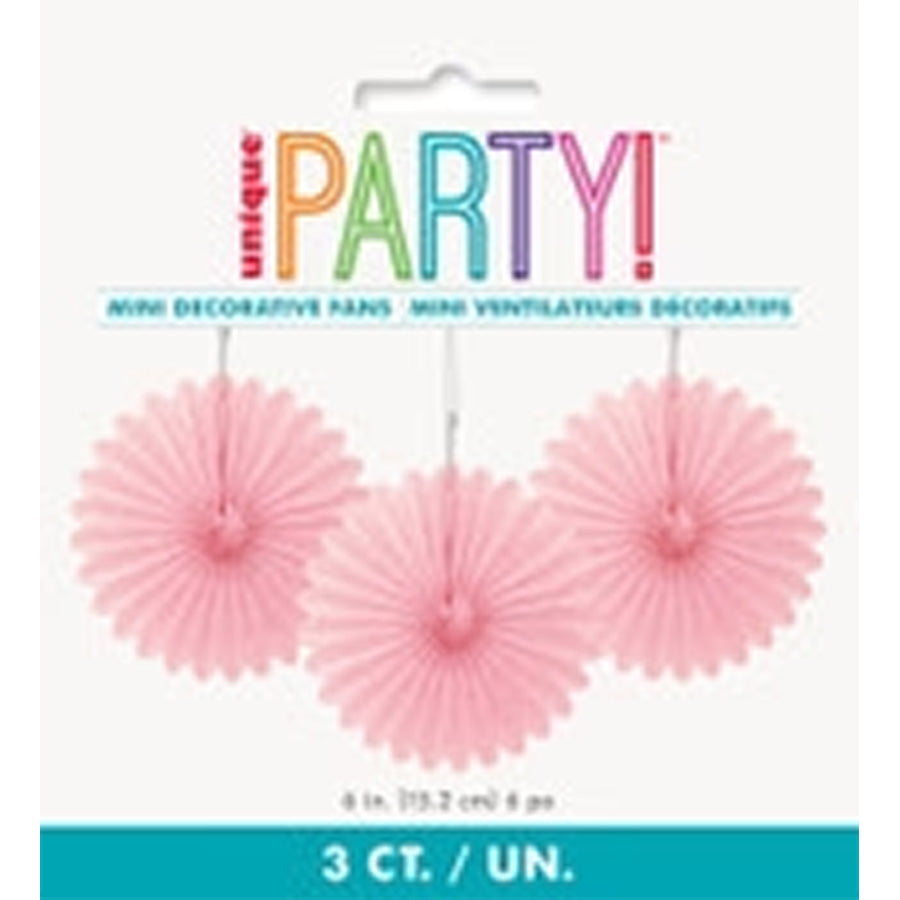 3 DECORATIVE FANS 15cm -L/PINK