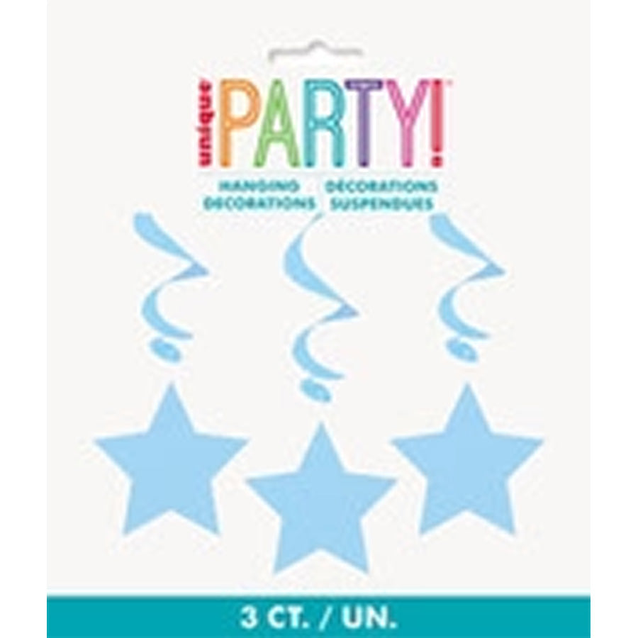 3 STAR HANGING SWIRLS - P/BLUE
