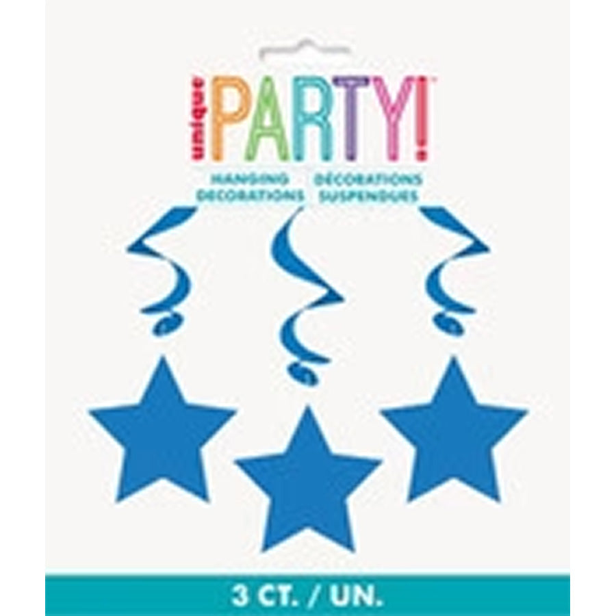 3 STAR HANGING SWIRLS - R/BLUE