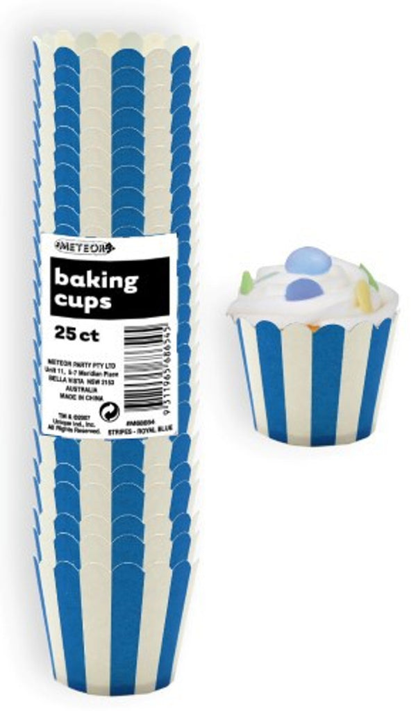 Stripes Royal Blue 25Ct Paper Baking Cups