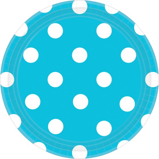 Dots 17cm Round Paper Plates Light Blue PK8