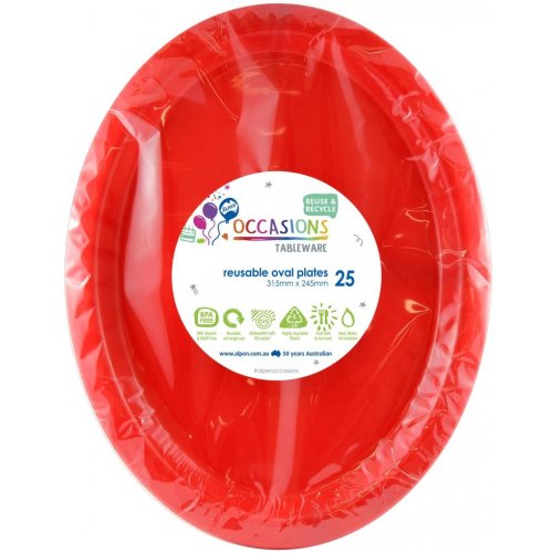 Plate Oval Red 315X245 PK25