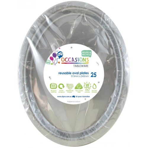PLATE OVAL SILVER 315X245 P25