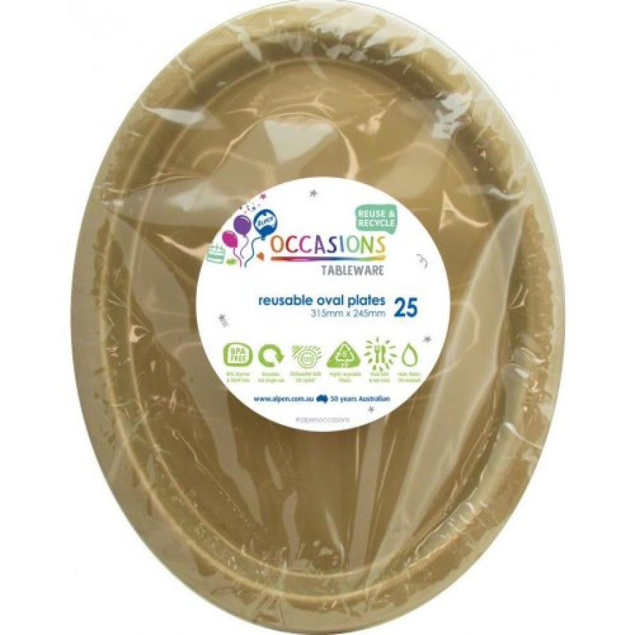 PLATE OVAL GOLD 315X245 P25