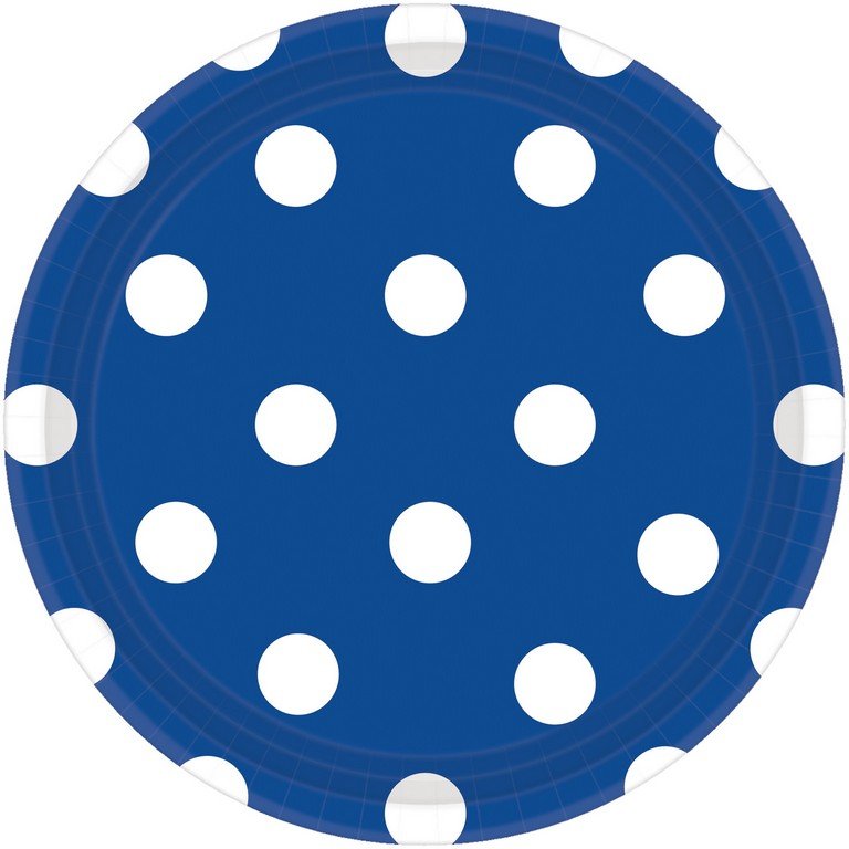 Dots 7in/17cm Rnd Plates Bright Royal Blue