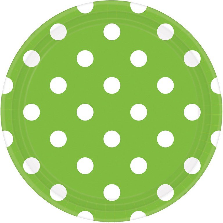 Dots 17cm Round Paper Plates Kiwi PK8