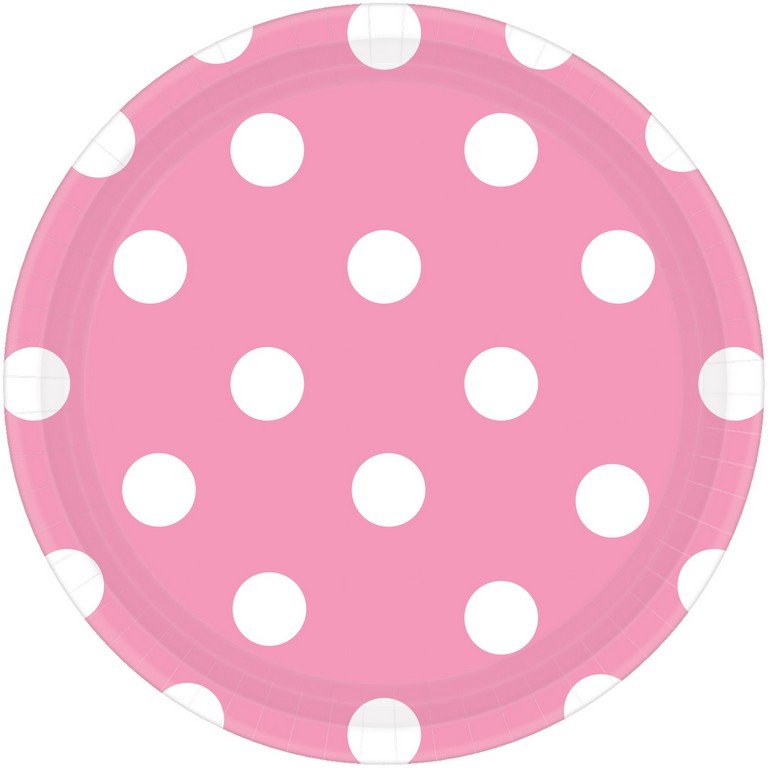 Dots 7in/17cm Rnd Plates New Pink