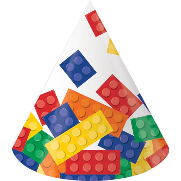 Block Party Cone Shaped Party Hats PK8