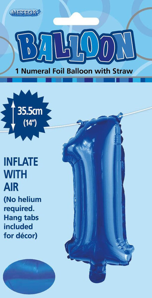 Royal blue "1" Numeral Foil Balloon 35cm (14")