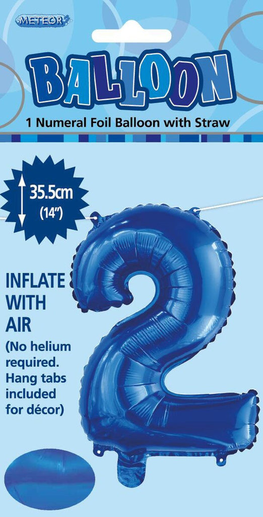Royal blue "2" Numeral Foil Balloon 35cm (14")
