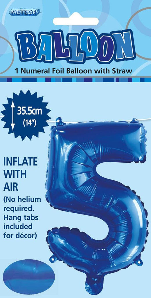Royal blue "5" Numeral Foil Balloon 35cm (14")