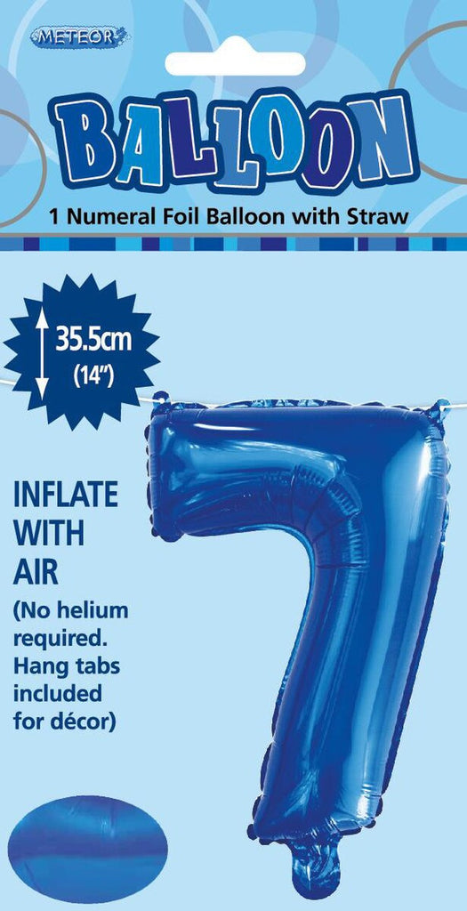 Royal blue "7" Numeral Foil Balloon 35cm (14")