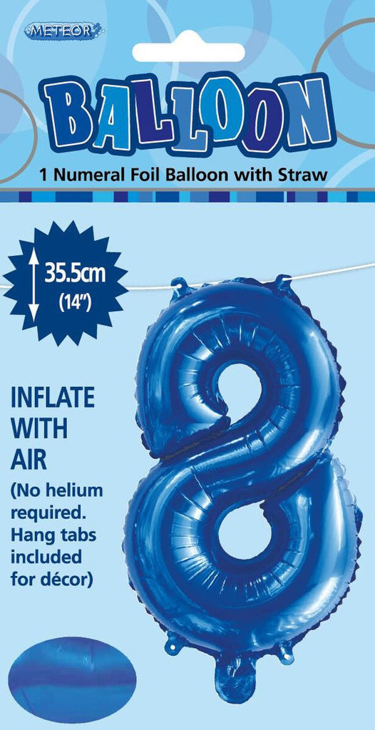 Royal blue "8" Numeral Foil Balloon 35cm (14")