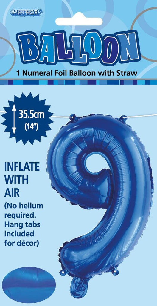 Royal blue "9" Numeral Foil Balloon 35cm (14")