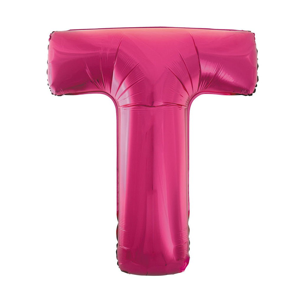 Hot Pink "T" Alphabet Foil Balloons 86cm