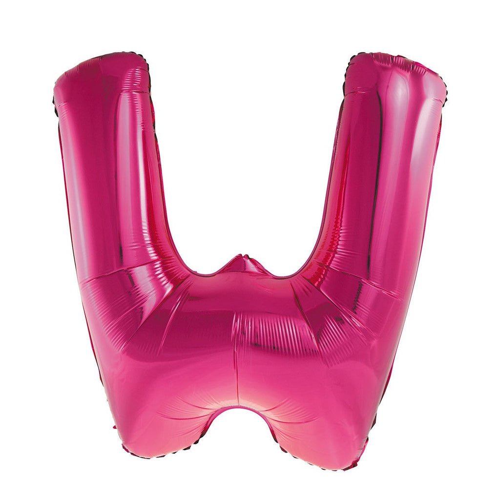 Hot Pink "W" Alphabet Foil Balloons 86cm