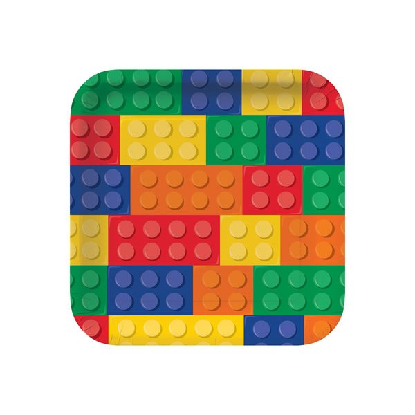 Block Party Dinner Plates Square Paper 23cm PK8