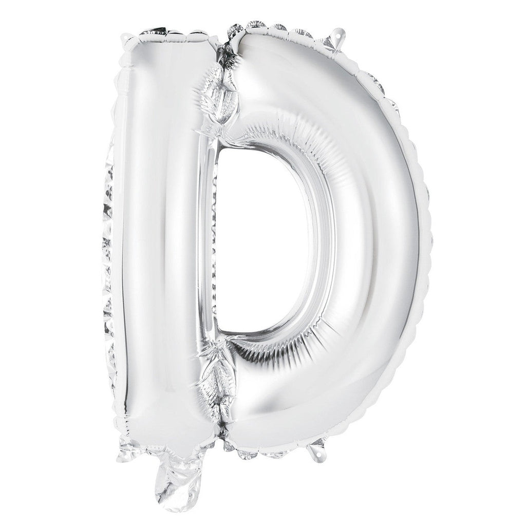 Silver "D" Alphabet Foil Balloon 35cm (14")
