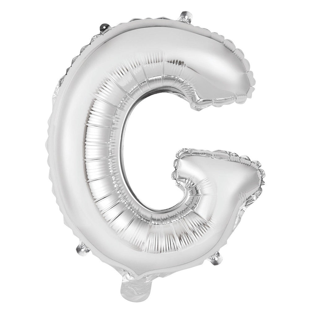 Silver "G" Alphabet Foil Balloon 35cm (14")